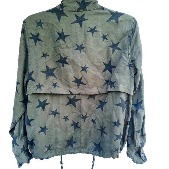 Rails Collins Sage Black Stars Print Utility Jacket size Medium - Picture 5 of 6